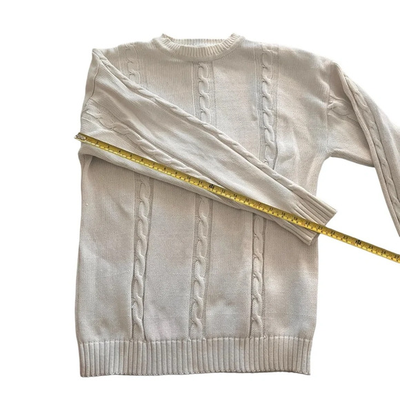 Cambridge Classics Vtg Off-white Cable Knit Thick Sweater 100% Cotton-Medium - Picture 8 of 8